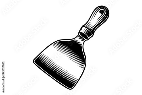 Putty knife vintage engraving illustration black and white drawing