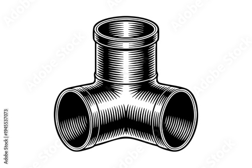 PVC pipe vintage engraving illustration black and white drawing