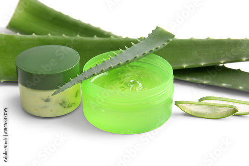 Jars of cosmetic gel and cr...