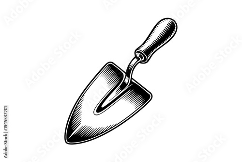 Trowel vintage engraving illustration black and white drawing