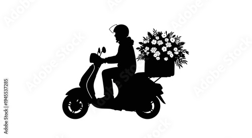 Silhouette of a delivery person.