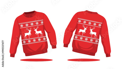 Festive twin apparel featuring traditional winter motifs and classic reindeer silhouettes for cozy seasonal celebrations and cheerful holiday