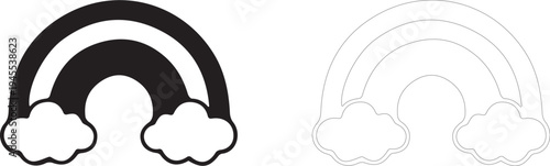 Rainbow clouds vector icon.