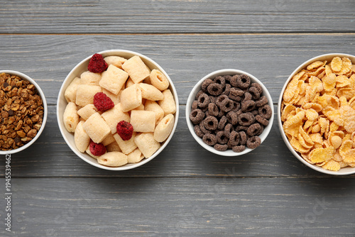 Bowls with different cereal...