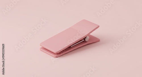 Elegant simplicity of a pink clip on a matching background evokes tranquility and organization