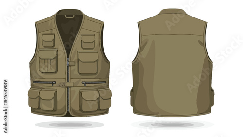 Versatile expedition vest design in durable earth-tone fabric, featuring multiple secure storage pockets for outdoor adventures and practical