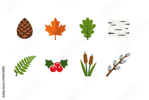 Collection of nature icons representing different seasons and elements
