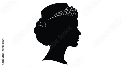 Black silhouette of woman with tiara vector