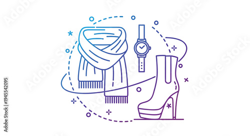 Fashion icons set with clothing and accessories vector