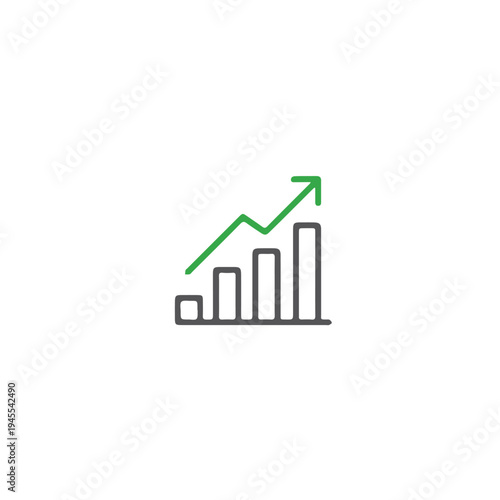 Business growth chart with upward arrow. Financial analytics and success concept illustration