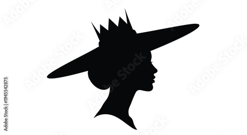 Black silhouette of woman wearing a hat vector