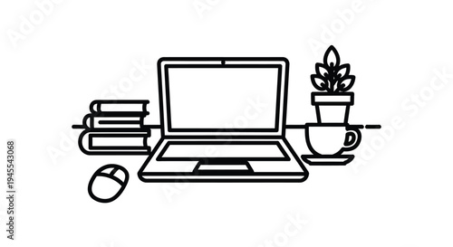 Minimalist workspace setup with laptop and office supplies on a desk