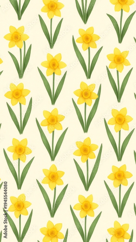 Obraz premium Vibrant daffodil floral pattern mobile wallpaper
