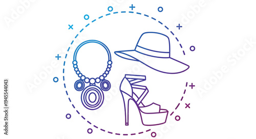 Set of 3 fashion icons vector, accessories