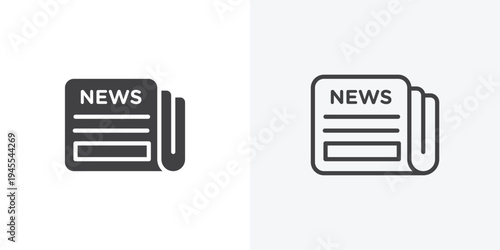 News icon vector sign symbol isolated on white. Stroke and clipart style