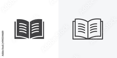 open book icon vector sign symbol isolated on white. Stroke and clipart style