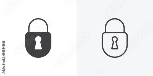 Padlock icon vector sign symbol isolated on white. Stroke and clipart style