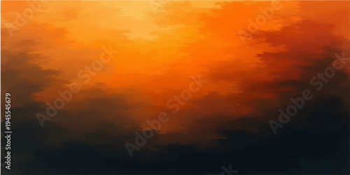A breathtaking landscape of fire and clouds illuminates the sky during a beautiful orange sunset, where vibrant red and yellow light creates an abstract heaven of color at dusk