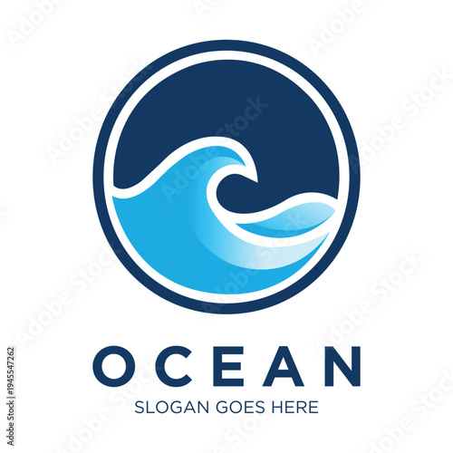 Ocean Wave Logo Design Symbol Marine Sea Water Circular Emblem Nautical Symbol Renewable Energy Concept Aquatic Power Splash Motion Fluid Graphic