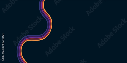 Abstract colorful 70s background vector. Vintage retro wallpaper with rainbow stripes and wavy lines. A 1970 color illustration suitable for posters, banners, decorative items and wall art.