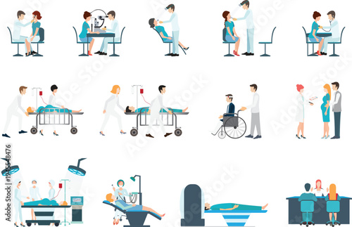 Medical Staff And Patients Different Situations Set in hoapital.