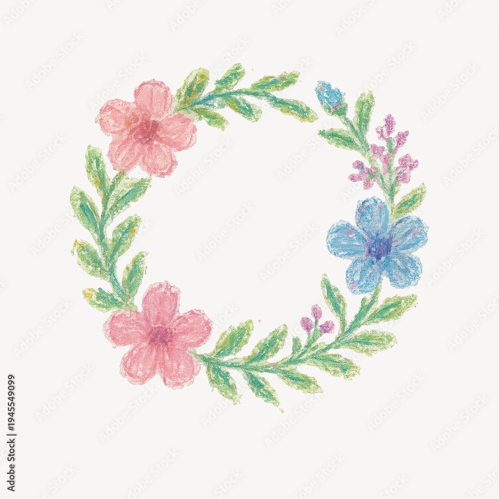 Fototapeta premium Hand-drawn floral wreath illustration.