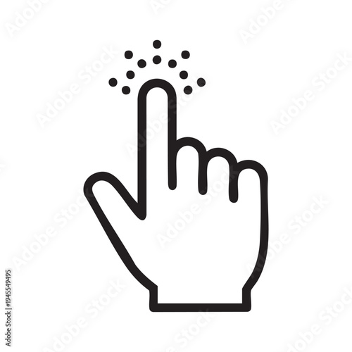 Digital Interaction Icon Hand Finger Pointer Cursor Clicking Selecting Pointing Gesture Action Minimalist Line Art Abstract Concept
