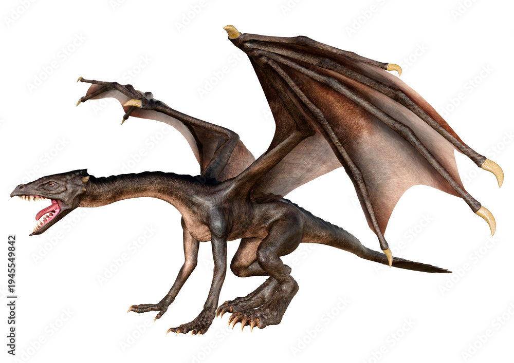 Fototapeta premium 3D Rendering Fairy Tale Dragon on White