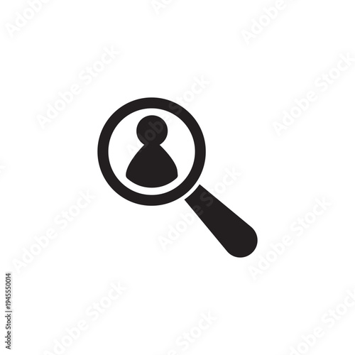 Magnifying glass looking for people icon. Recruitment icon. Vector illustration.
