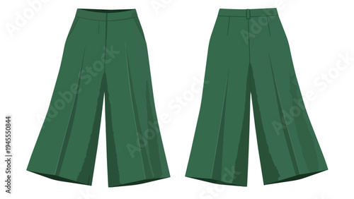 Stylish forest green palazzo pants, a sophisticated wide-leg apparel choice for contemporary fashion, perfect for casual or formal wear showcasing
