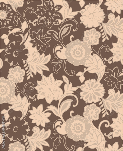 Big flowers pattern, upscale floral pattern. graphical textures floral, trendy colors pattern , flowers background with leaves. vector illustration.
