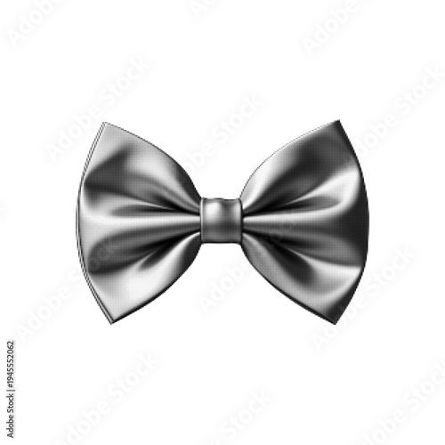Elegant bow tie with halftone dot shading isolated on white background. Classic formal fashion accessory illustration with minimal monochrome style, suitable for celebration, wedding or luxury design.