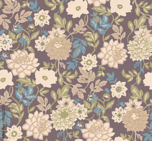 Big flowers pattern, upscale floral pattern. graphical textures floral, trendy colors pattern , flowers background with leaves. vector illustration.