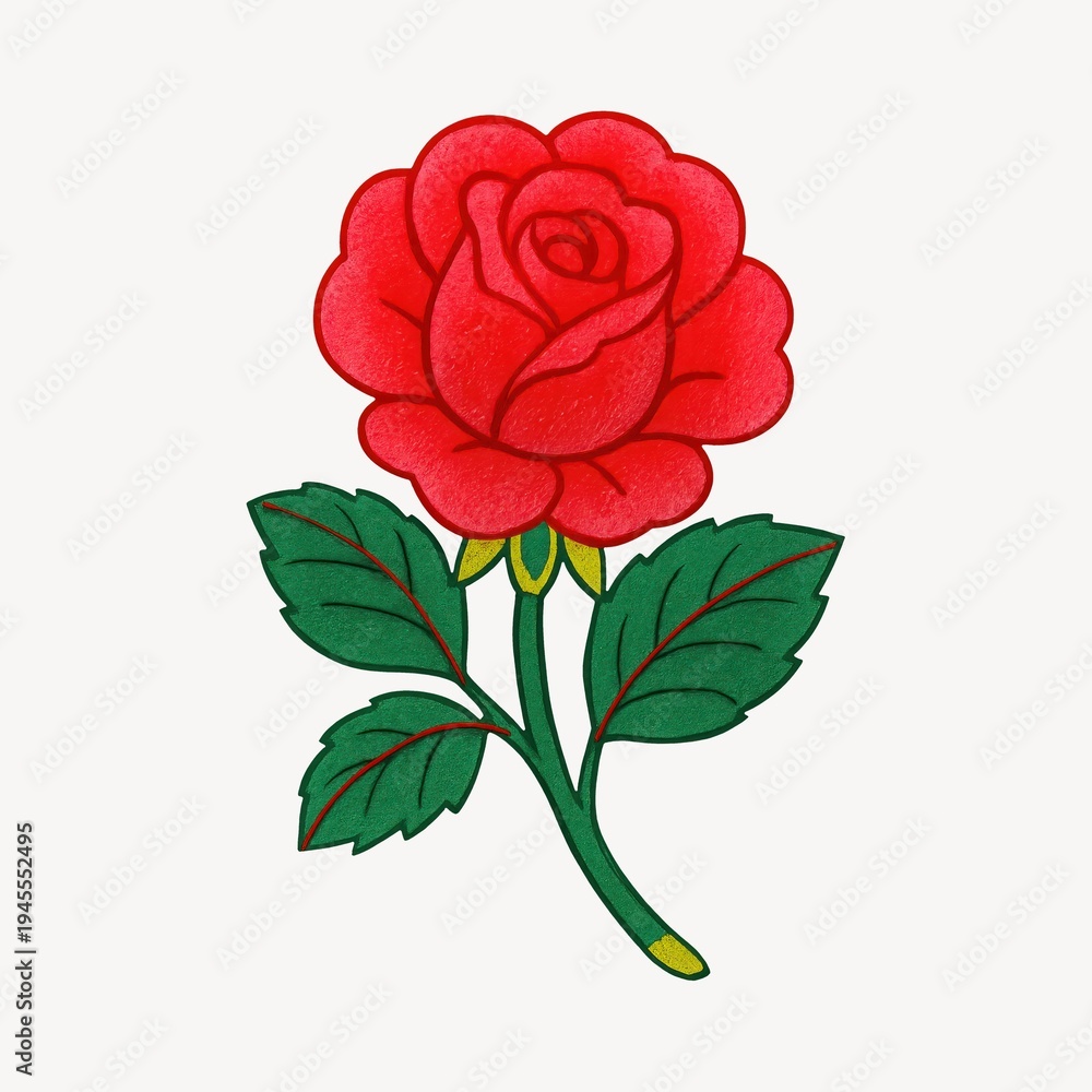 Fototapeta premium Vibrant red rose illustration