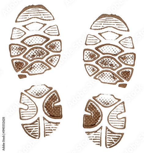 Shoe sole imprint. Traces left by the shoe tread. Footprint illustration