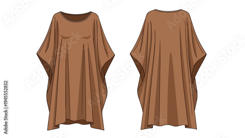 Elegant flowing mocha hued garment relaxed silhouette perfect for various occasions digital illustration