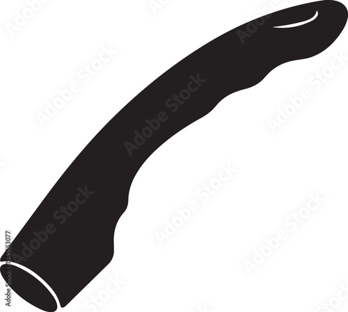  Curved ergonomic pot handle silhouette on white background..