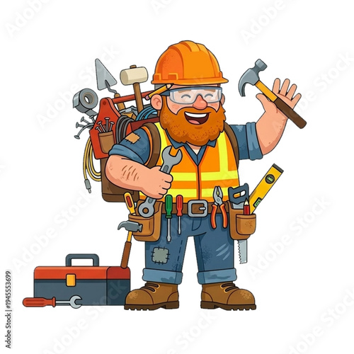 Construction Worker with tools illustration