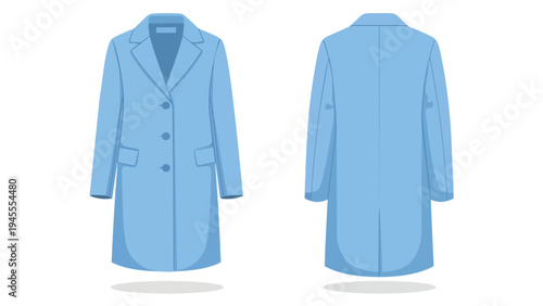 Stylish light blue long-sleeved outerwear garment for diverse fashion ensembles, presented with both front and rear perspectives