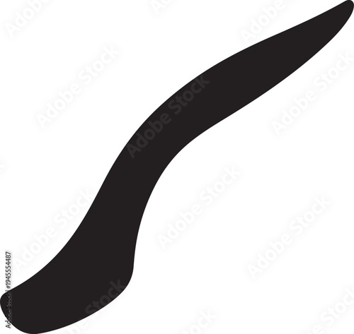 Curved ergonomic pot handle silhouette on white background.