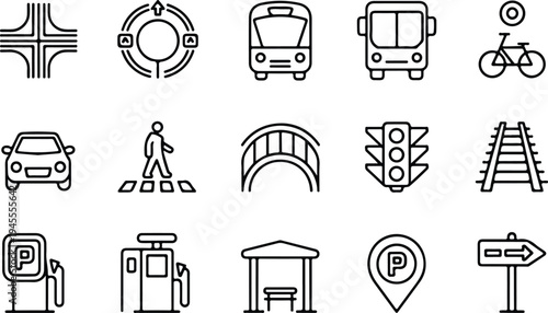 Set of 16 transportation icons vector