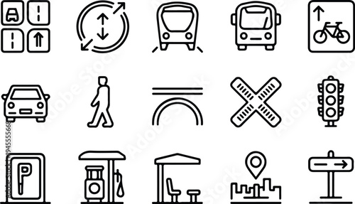 Set of 13 transportation icons vector