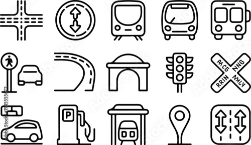 Set of 13 transportation icons vector