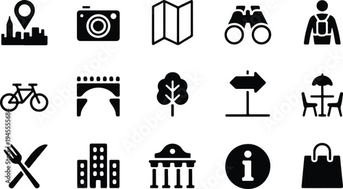 Set of 16 travel icons vector