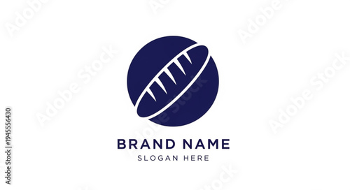 Simple and modern logo design featuring a stylized baguette inside a dark blue circle, suitable for a bakery or food brand.