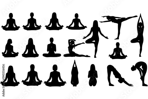Yoga Poses Silhouette Collection