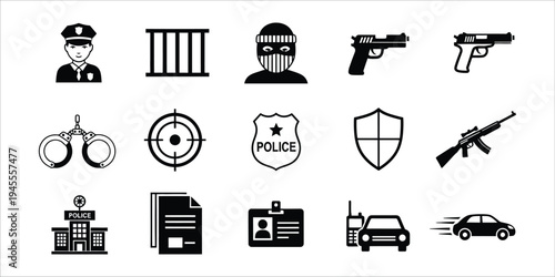 Crime and law enforcement icons