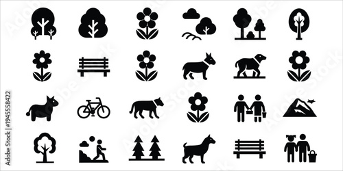 Collection of nature and outdoor activity icons