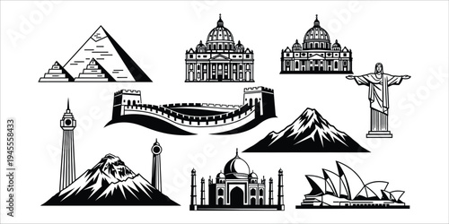 Famous landmarks and monuments from around the world