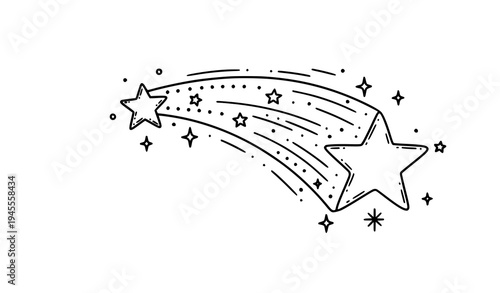 Hand drawn shooting star doodle vector illustration magical sky symbol